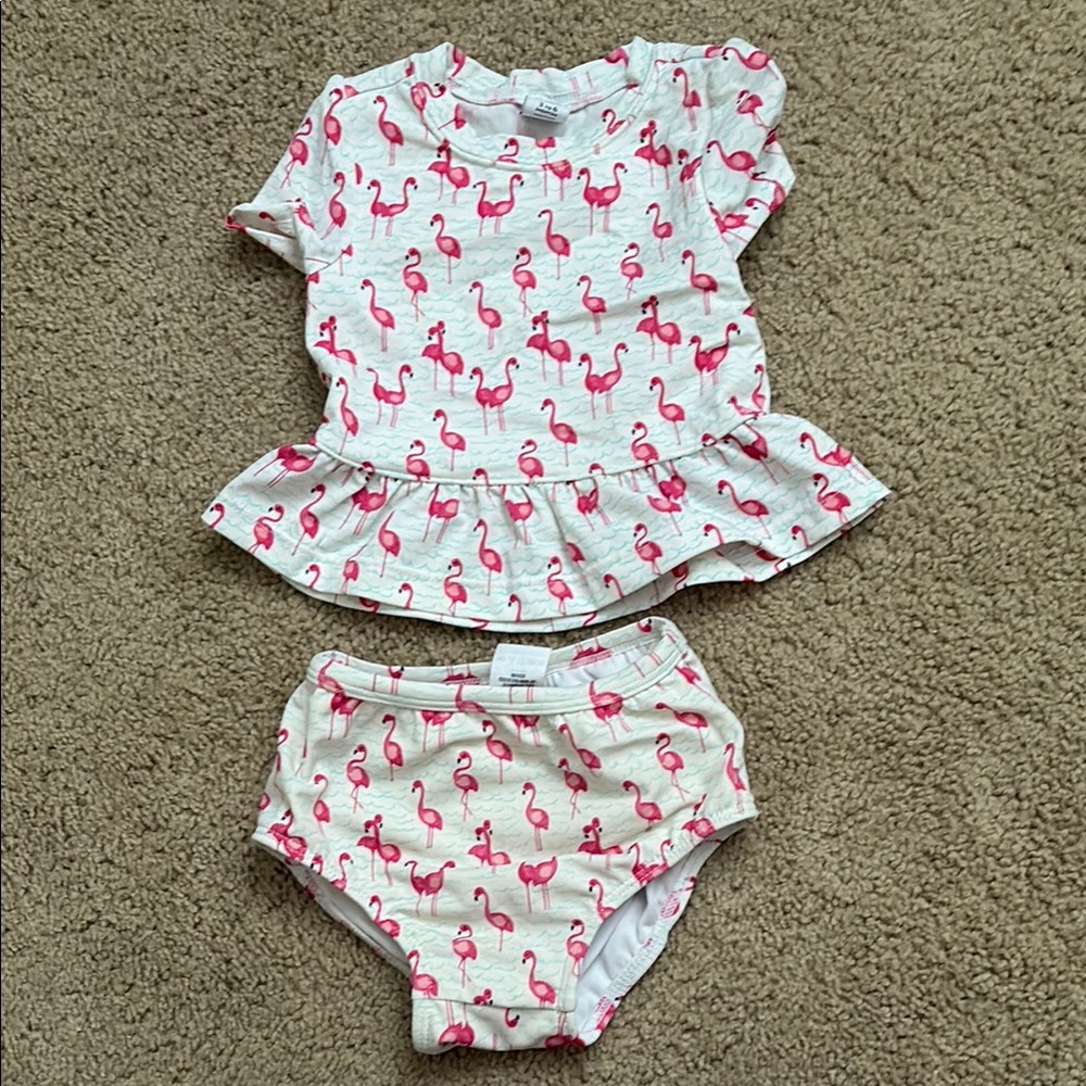 Flamingo Print Baby Swim Set